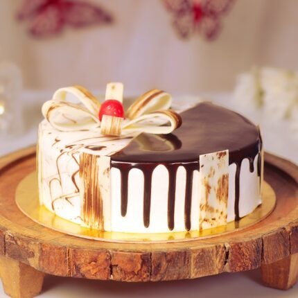 Chocolate Vanilla Half & Half Cake