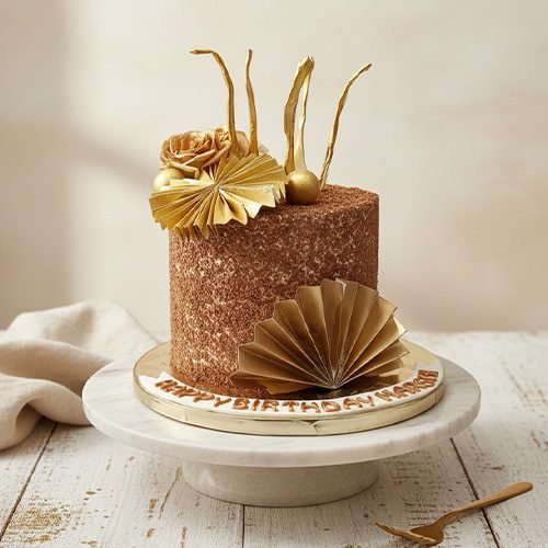 gold-themed-chocolate-birthday-cake