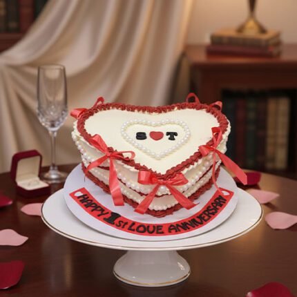 Heart shaped anniversary cake